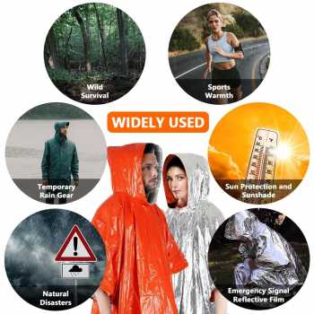 Gambar produk QILI Jas Hujan Sekali Pakai Poncho Emergency Thermal Heat Insulation - Q100