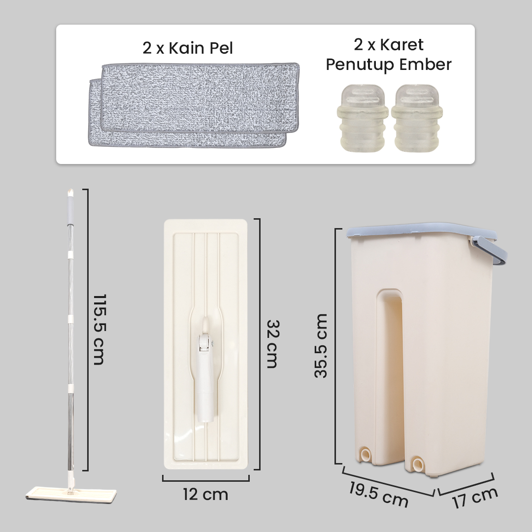 ISHOWTIENDA Alat Pel Lantai Microfiber Flat Flexible Head with Bucket - FMI60 Gambar produk ISHOWTIENDA Alat Pel Lantai Microfiber Flat Flexible Head with Bucket - FMI60
