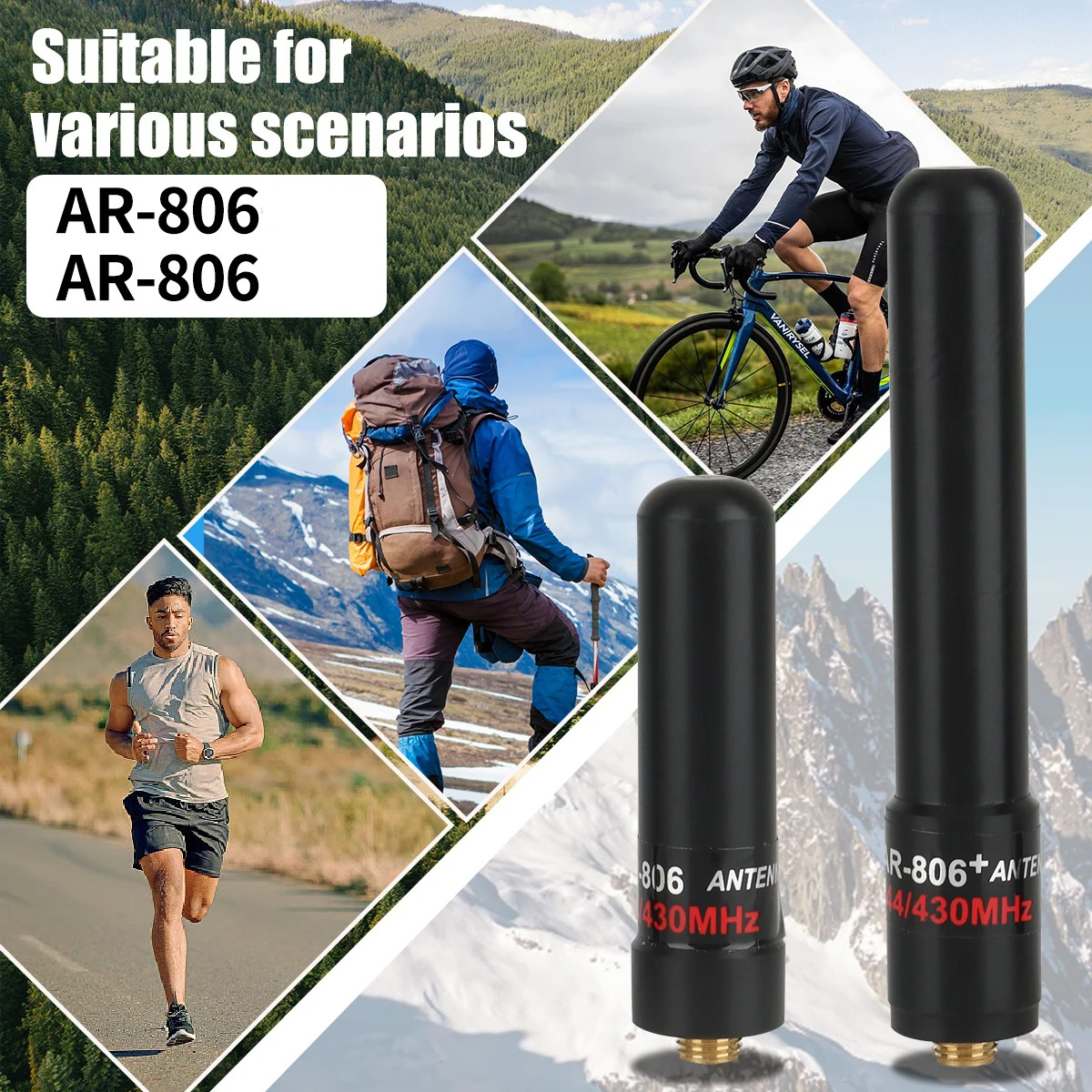 ABBREE Antena Walkie Talkie Dual Band Universal Baofeng UV-5RH 10W 8cm - AR-806 Gambar produk ABBREE Antena Walkie Talkie Dual Band Universal Baofeng UV-5RH 10W 8cm - AR-806