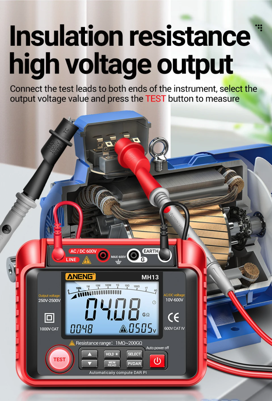 Gambar produk ANENG Digital Megohmmeter Multifungsi Voltage Tester 2500V - MH13