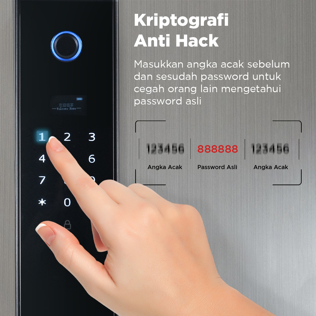 JYS Smart Door Lock Fingerprint Face Recognition Password Eques App - B01RL-TC Gambar produk JYS Smart Door Lock Fingerprint Face Recognition Password Eques App - B01RL-TC
