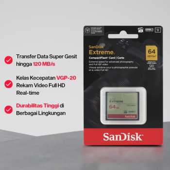 Gambar produk SanDisk Extreme Compact Flash Card VGP-20 120MB/s 64GB - SDCFXSB