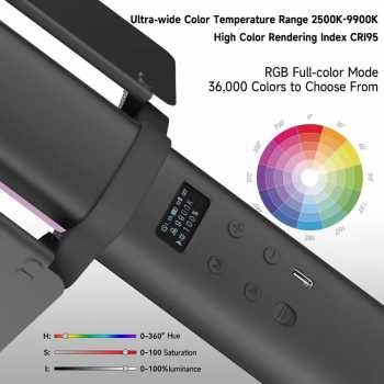 Gambar produk LIYADI Lampu Studio Tube Light RGBW 24 Mode OLED Display 4000mAh 30W - LP550