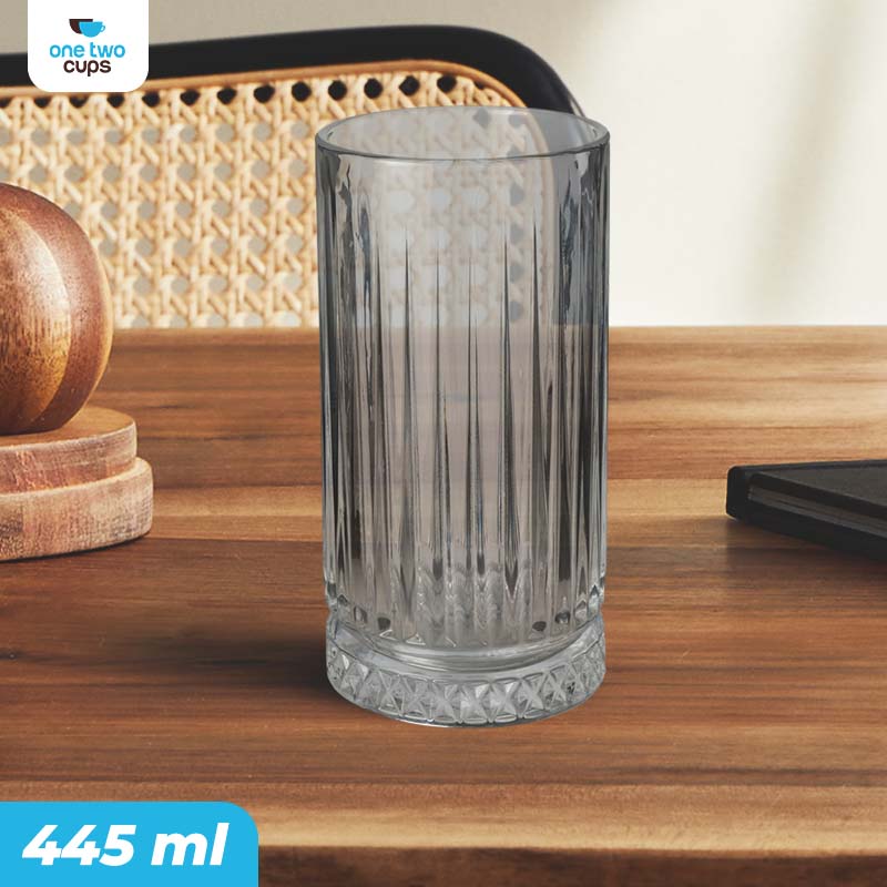 Gambar produk One Two Cups Gelas Kaca Aesthetic Kopi Teh Striped Crystal Glass 445ml - EL-45