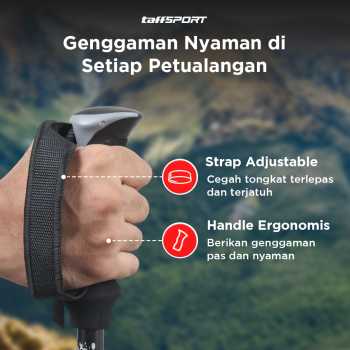 Gambar produk TaffSPORT Tongkat Hiking Lipat Trekking Pole Aluminium Alloy 110cm - 101