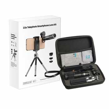 Gambar produk APEXEL Lensa Kamera 4in1 Telefoto 22x Wide Fisheye Macro with Tripod - APL-22XZJ
