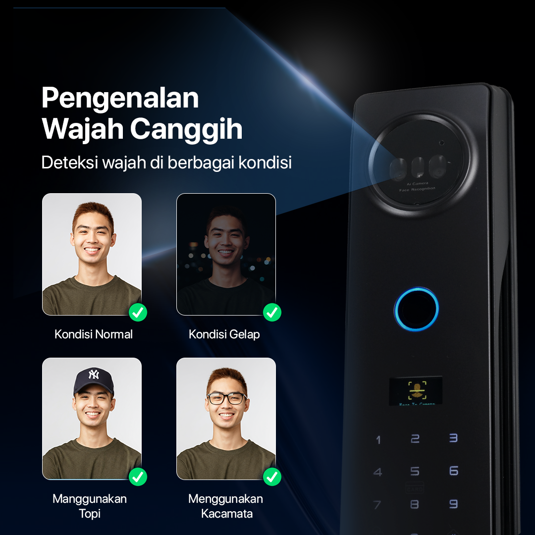 Glomarket Smart Door Lock Fingerprint Face Recognition Password Tuya - CS11 Gambar produk Glomarket Smart Door Lock Fingerprint Face Recognition Password Tuya - CS11