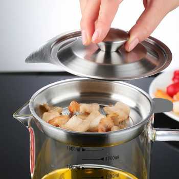 ACEITE Botol Wadah Penyaring Minyak Goreng Kaca Tahan Panas 1500ml - FL26 Gambar produk ACEITE Botol Wadah Penyaring Minyak Goreng Kaca Tahan Panas 1500ml - FL26