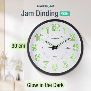 TaffHOME Jam Dinding Bulat Quartz Luminous Glow in The Dark 30cm