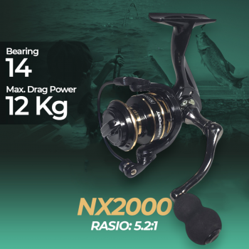 TaffSPORT Metal Reel Pancing Spinning Fishing Reel 5.2:1 - NX2000