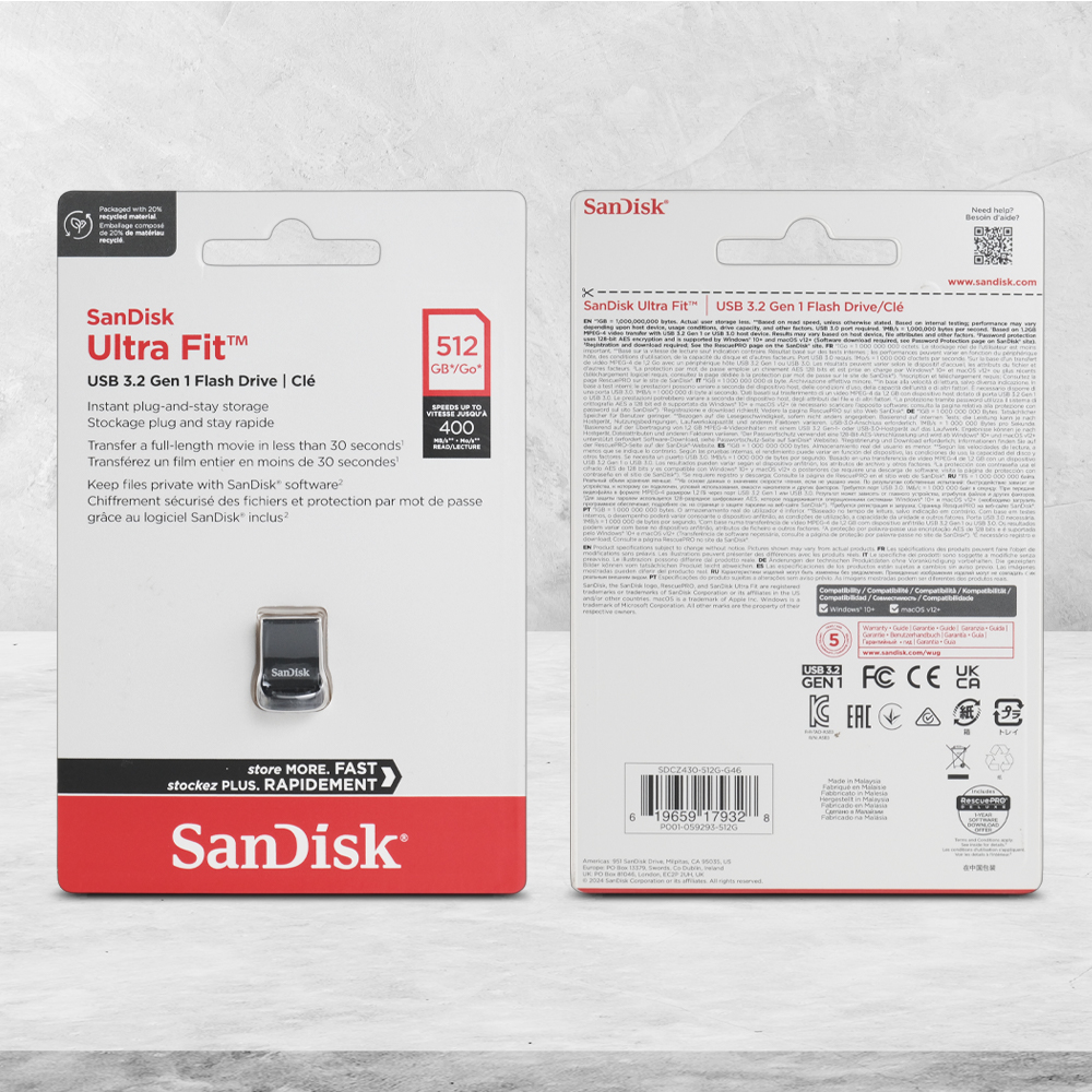 Gambar produk SanDisk Ultra Fit Flashdisk USB 3.1 / 3.2 Gen 1 512GB - SDCZ430