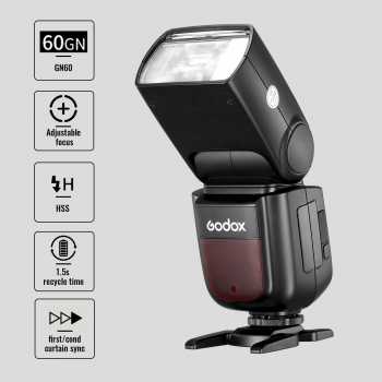 Godox Flash Camera Wireless Adjustable Focus 2.4GHz GN60 2980mAh 76W - V850III