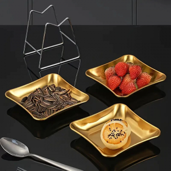 Gambar produk Aihogard Piring Makan Stainless Steel Square Korean Style 13cm - AG130