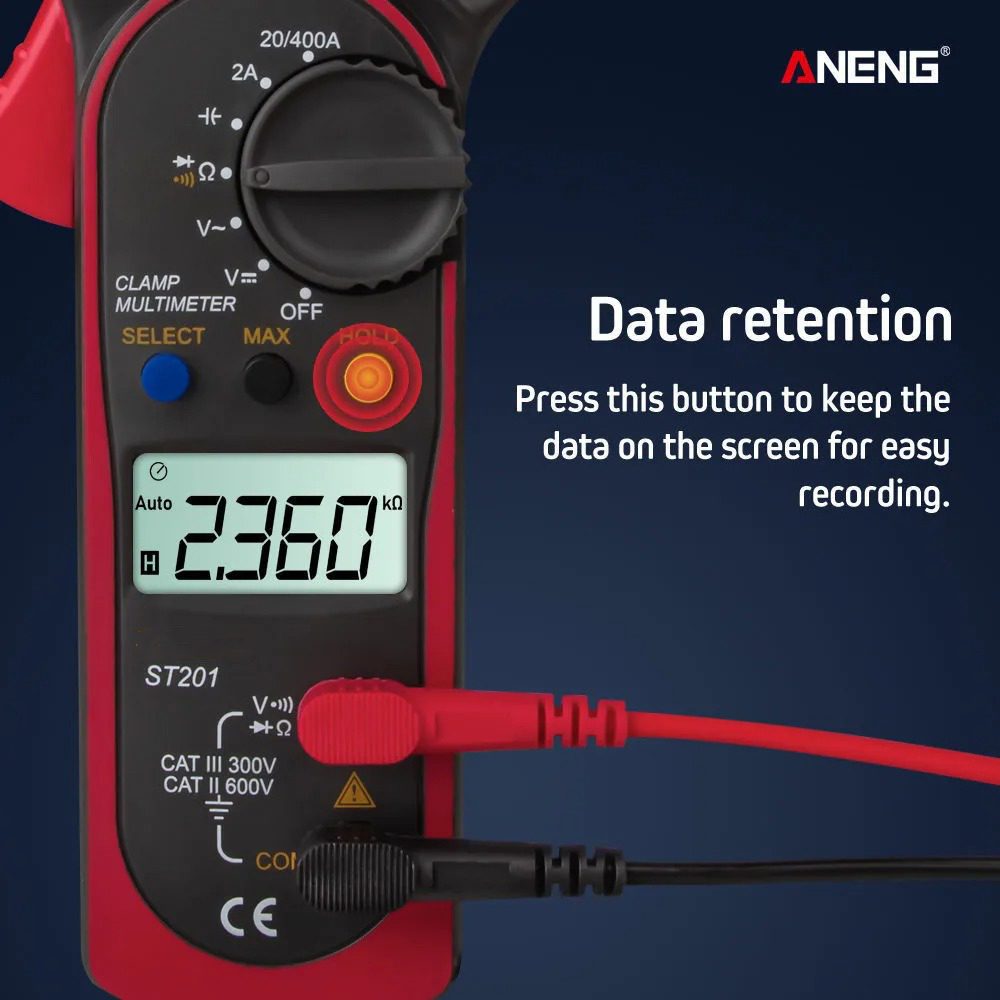 Gambar produk ANENG Digital Multimeter Tang Ampere Voltage NCV Tester Clamp 600V - ST201