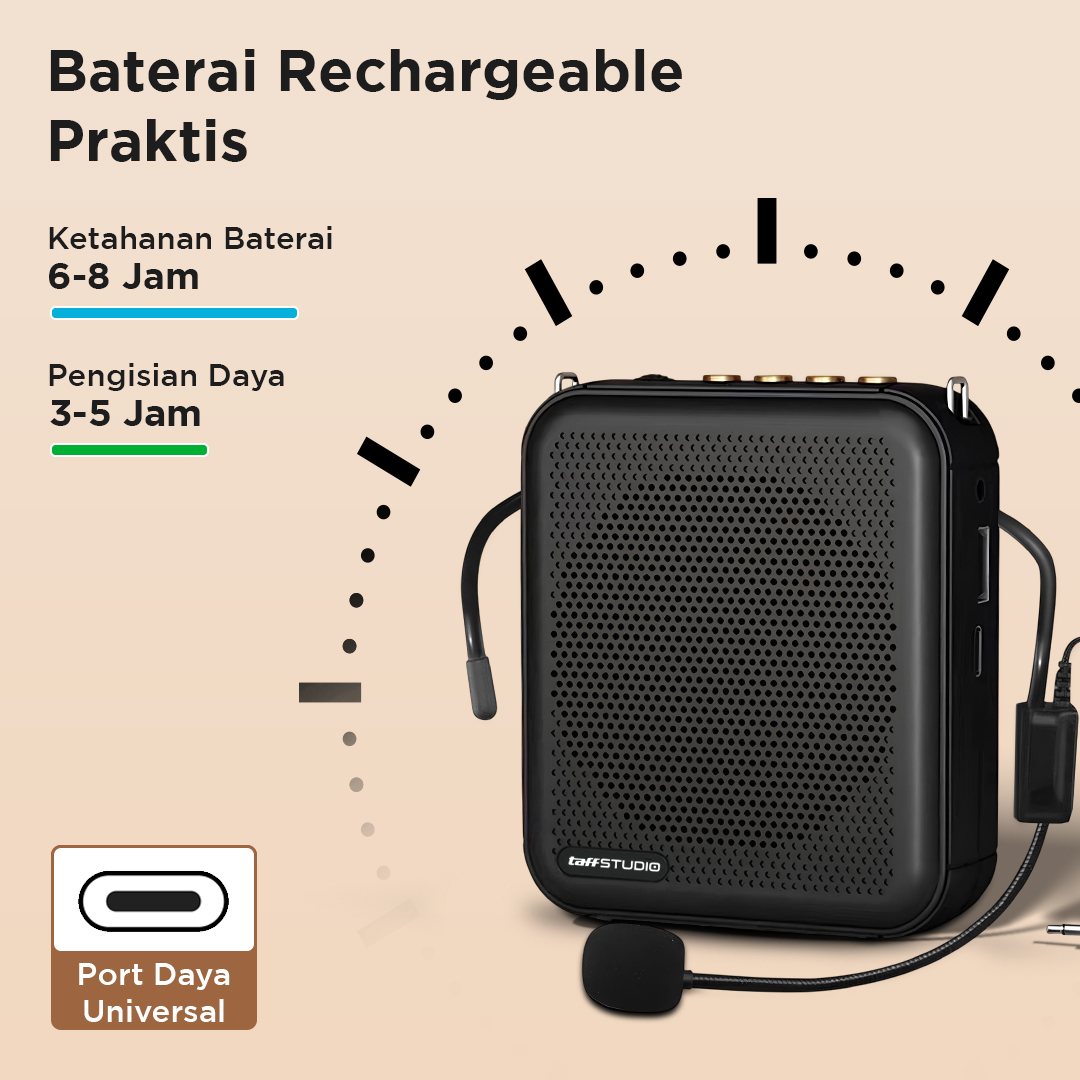 Gambar produk TaffStudio Penguat Suara Mini Megaphone Active Speaker Guide Bluetooth - S62