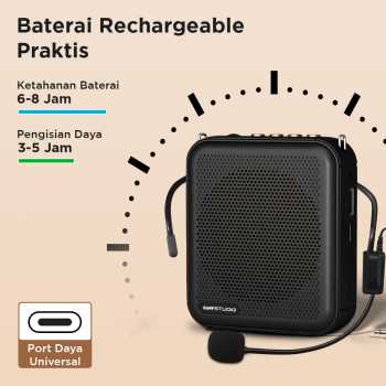 Gambar produk TaffStudio Penguat Suara Mini Megaphone Active Speaker Guide Bluetooth - S62