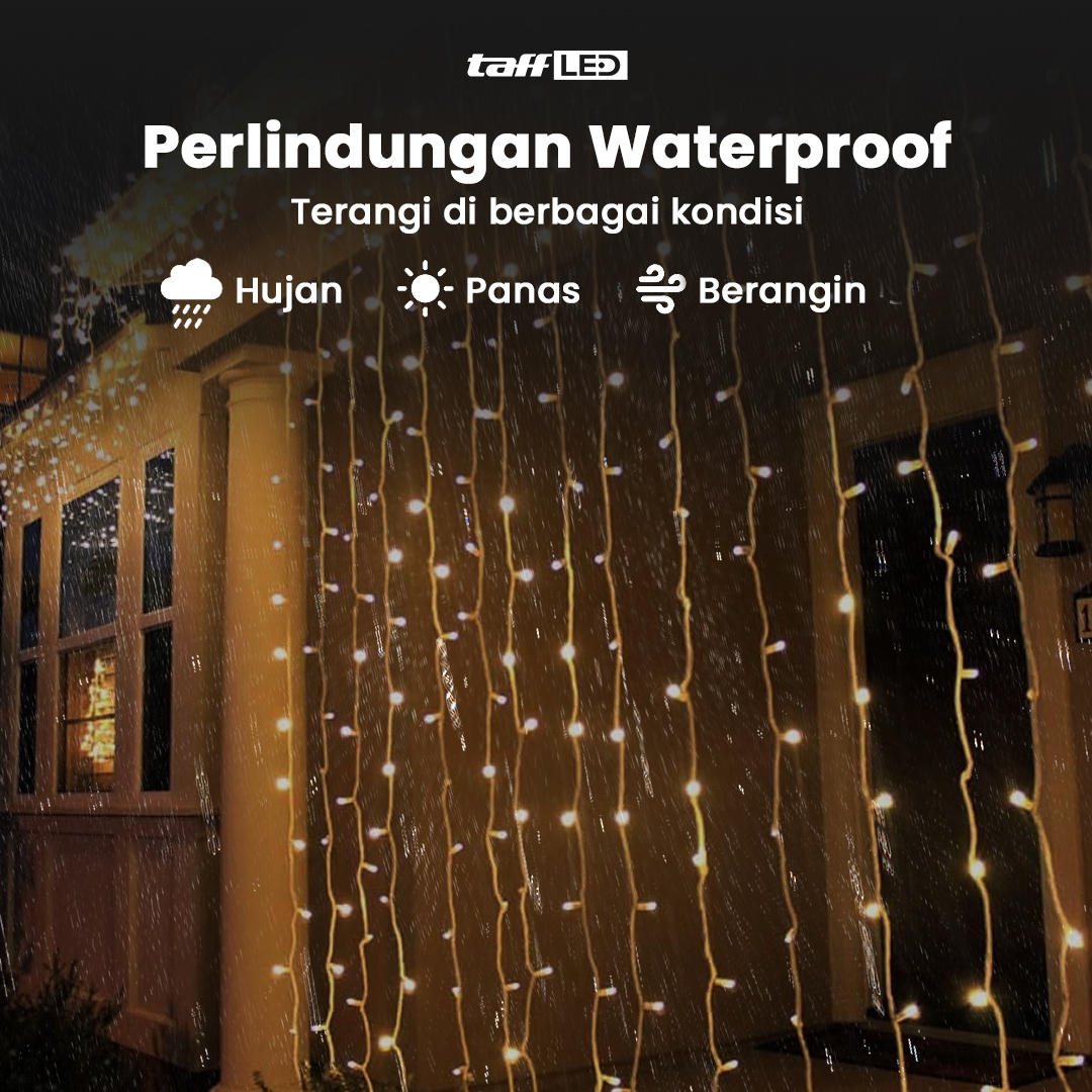 Gambar produk TaffLED Lampu Hias Gorden String Lights Wedding Decoration 3x3M - 300L
