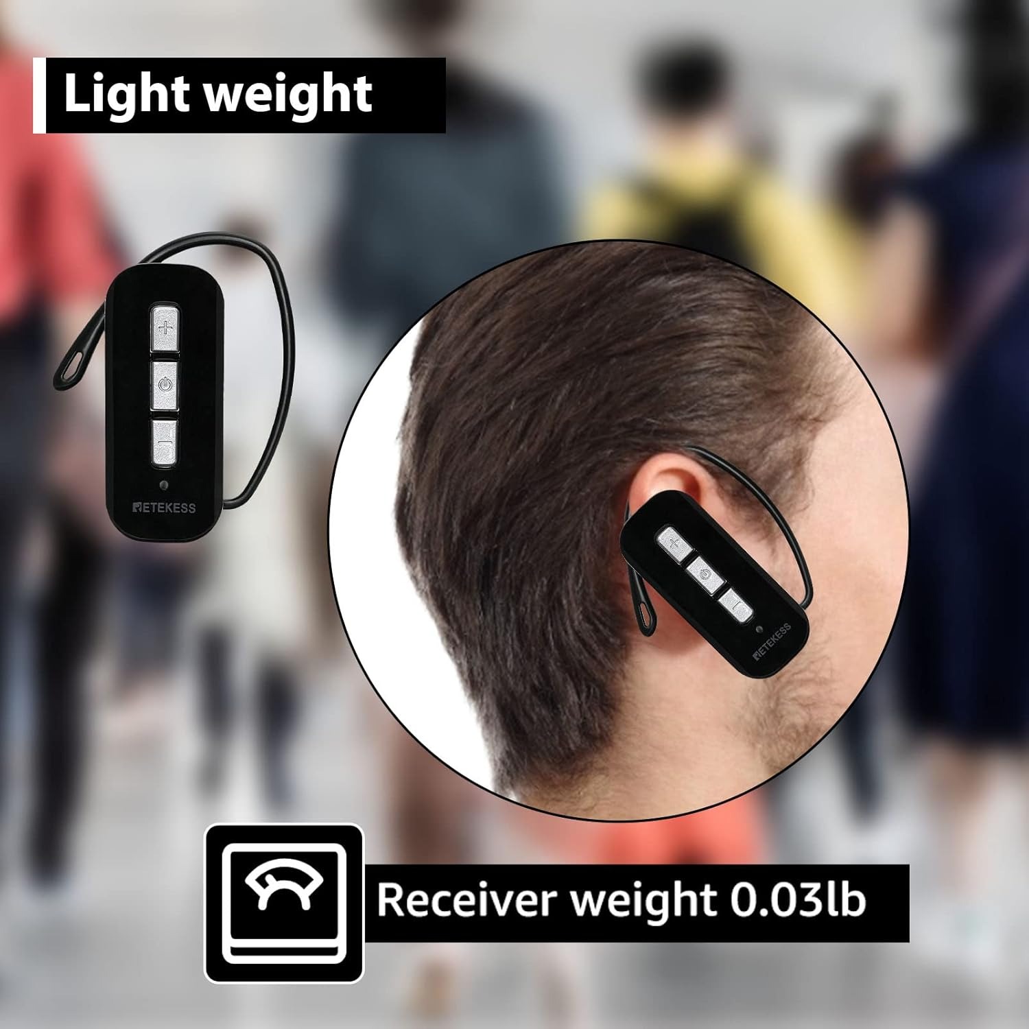 RETEKESS Audio Tour Guide Wireless Receiver Earphone Ear Hook 520mAh - TT111 Gambar produk RETEKESS Audio Tour Guide Wireless Receiver Earphone Ear Hook 520mAh - TT111