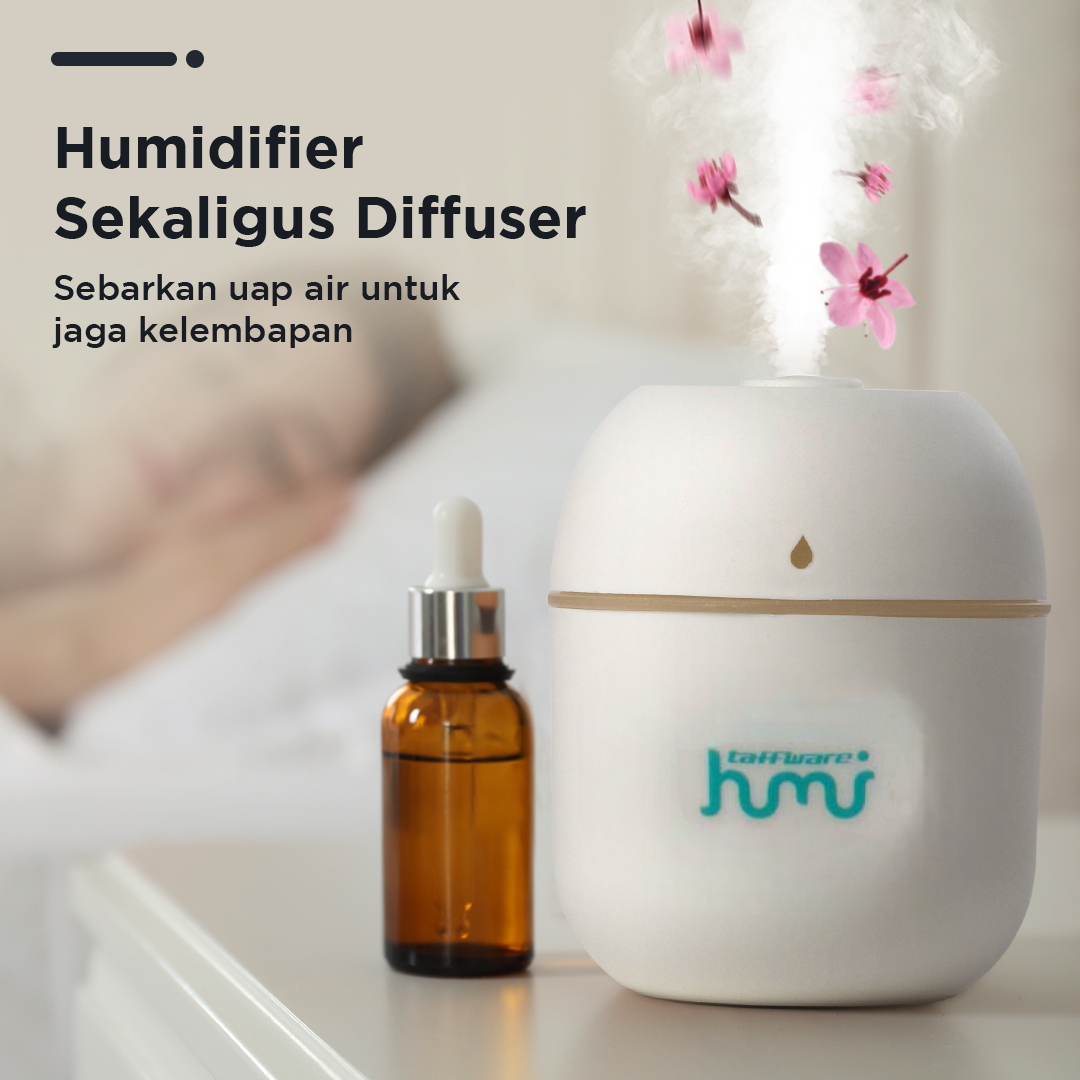 Taffware HUMI Air Humidifier Mini Ultrasonic Aroma Diffuser LED 220ml - GB476 Gambar produk Taffware HUMI Air Humidifier Mini Ultrasonic Aroma Diffuser LED 220ml - GB476