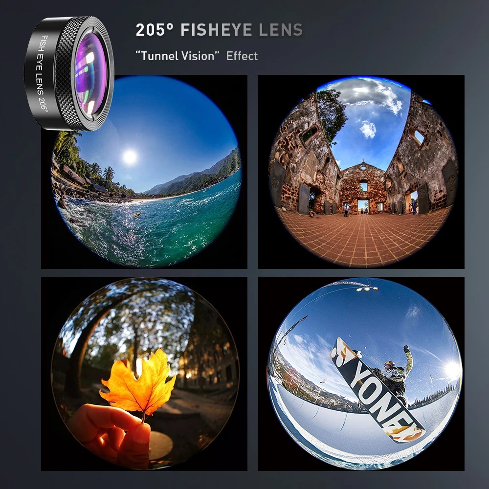 Gambar produk APEXEL Lensa Kamera 4in1 Telefoto 22x Wide Fisheye Macro with Tripod - APL-22XZJ