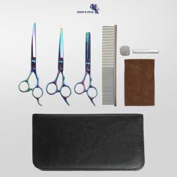 KNIFEZER Set Gunting Grooming Bulu Hewan Peliharaan 4in1 - 62HRC Gambar produk KNIFEZER Set Gunting Grooming Bulu Hewan Peliharaan 4in1 - 62HRC