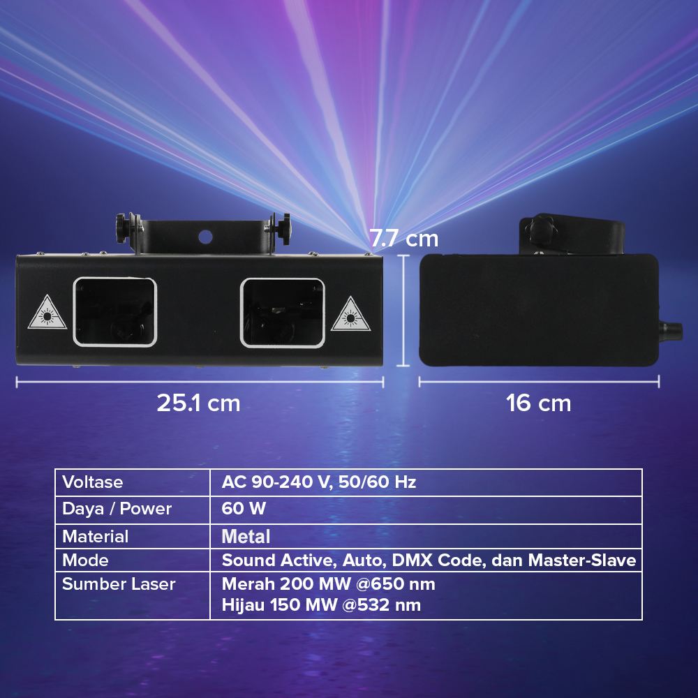 E&Q Lampu Sorot Panggung Laser Stage Light Double Head RGB DMX 60W - EQ-60W Gambar produk E&Q Lampu Sorot Panggung Laser Stage Light Double Head RGB DMX 60W - EQ-60W