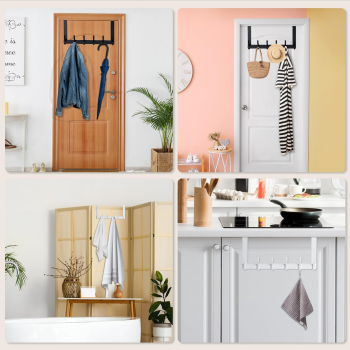 Gambar produk FMB Gantungan Baju Belakang Pintu Organizer Rack 6 Hook - INU99