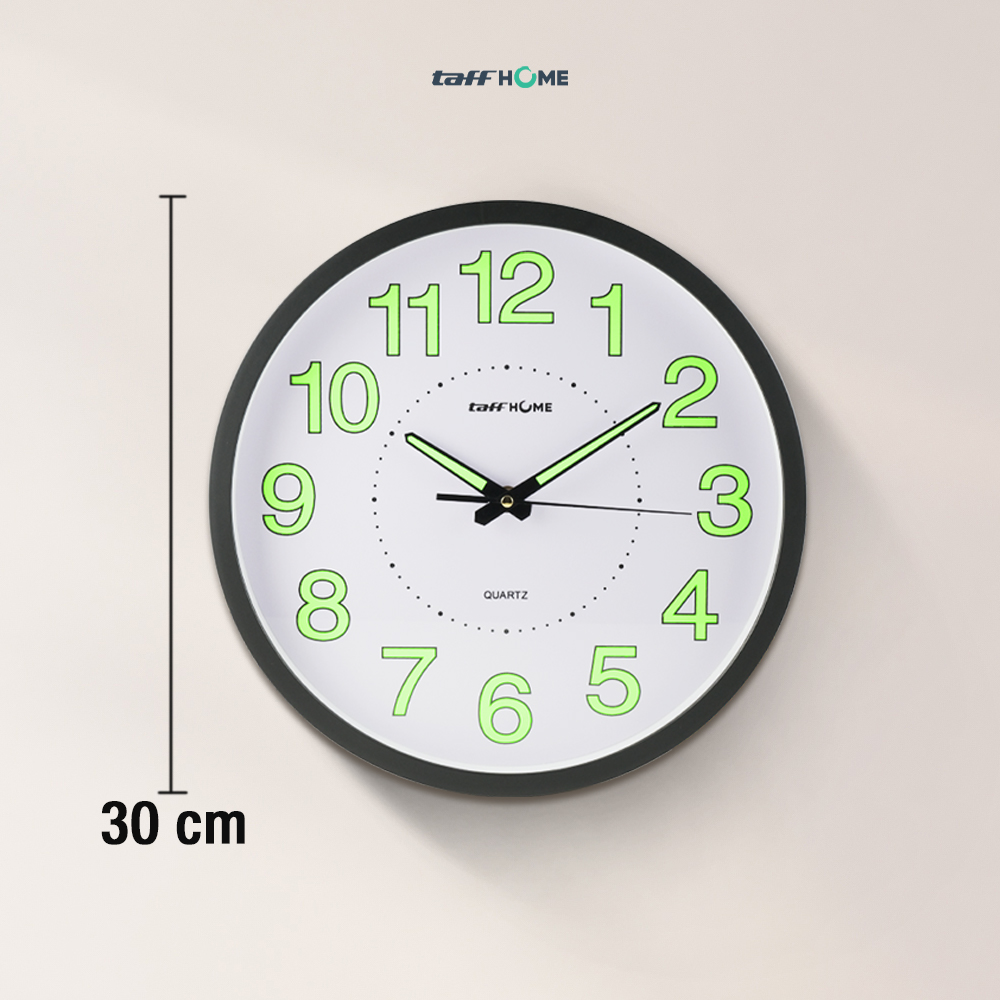 Gambar produk TaffHOME Jam Dinding Bulat Quartz Luminous Glow in The Dark 30cm MDB4