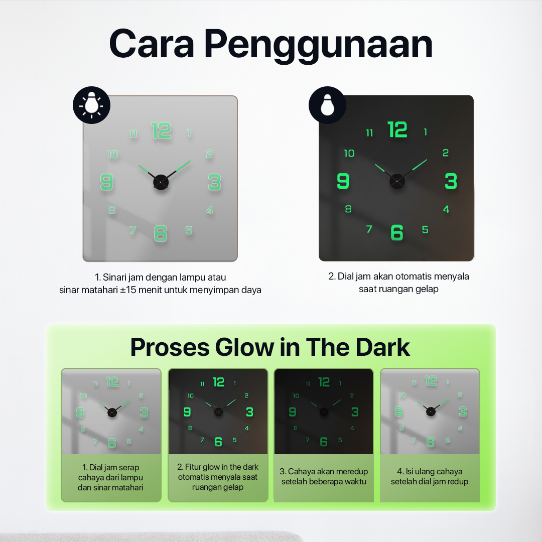 TaffHOME Jam Dinding Besar DIY Glow in The Dark 90-100cm - JM-03 Gambar produk TaffHOME Jam Dinding Besar DIY Glow in The Dark 90-100cm - JM-03