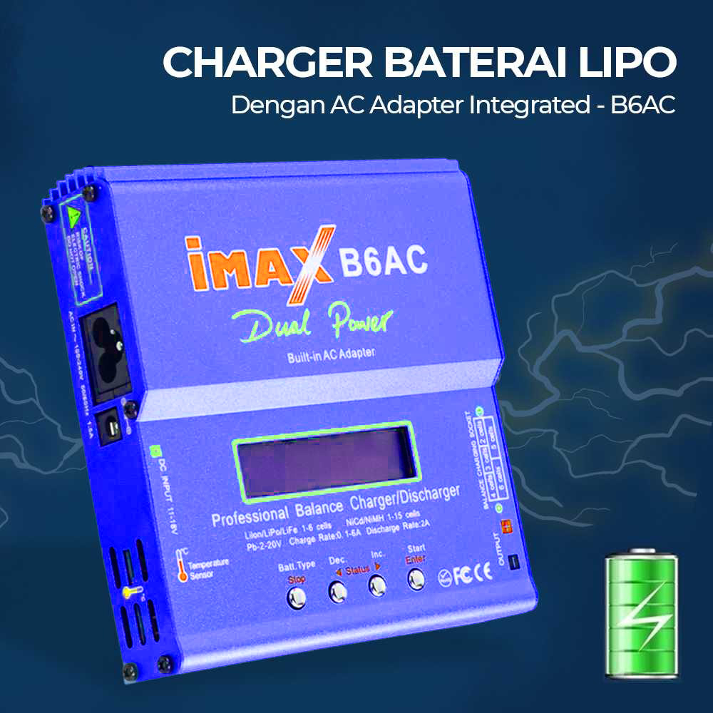 IMAX Charger Baterai LiPo Li-Ion NiMH dengan AC Adapter Integrated - B6AC Gambar produk IMAX Charger Baterai LiPo Li-Ion NiMH dengan AC Adapter Integrated - B6AC
