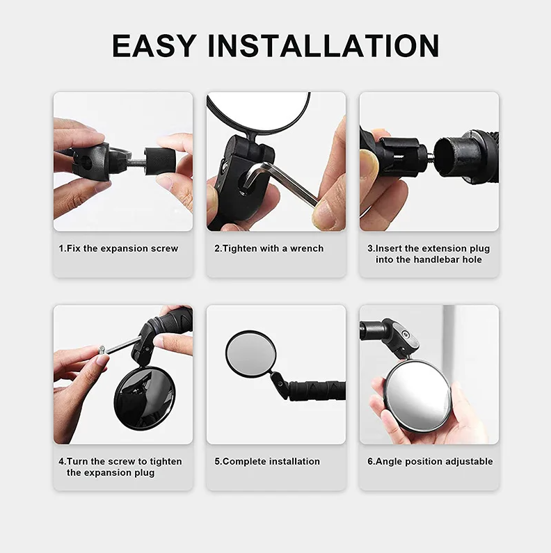 Gambar produk YOTAWA Kaca Spion Sepeda Bike Rearview Mirror Foldable Convex 1 Pair - YT05