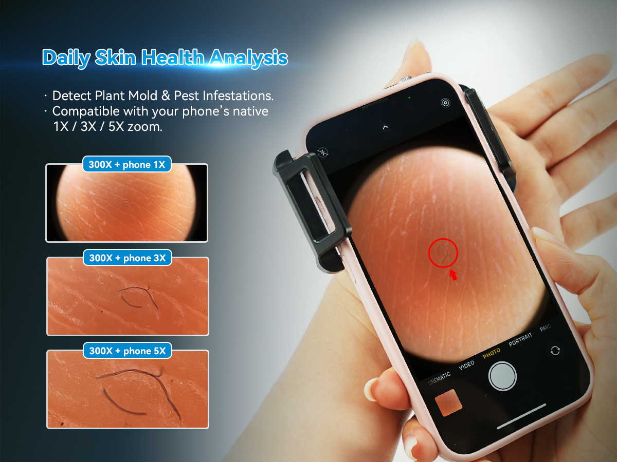 Gambar produk APEXEL Lensa Kamera HP Smartphone Microscope 300X LED with CPL Filter - APL-MS300
