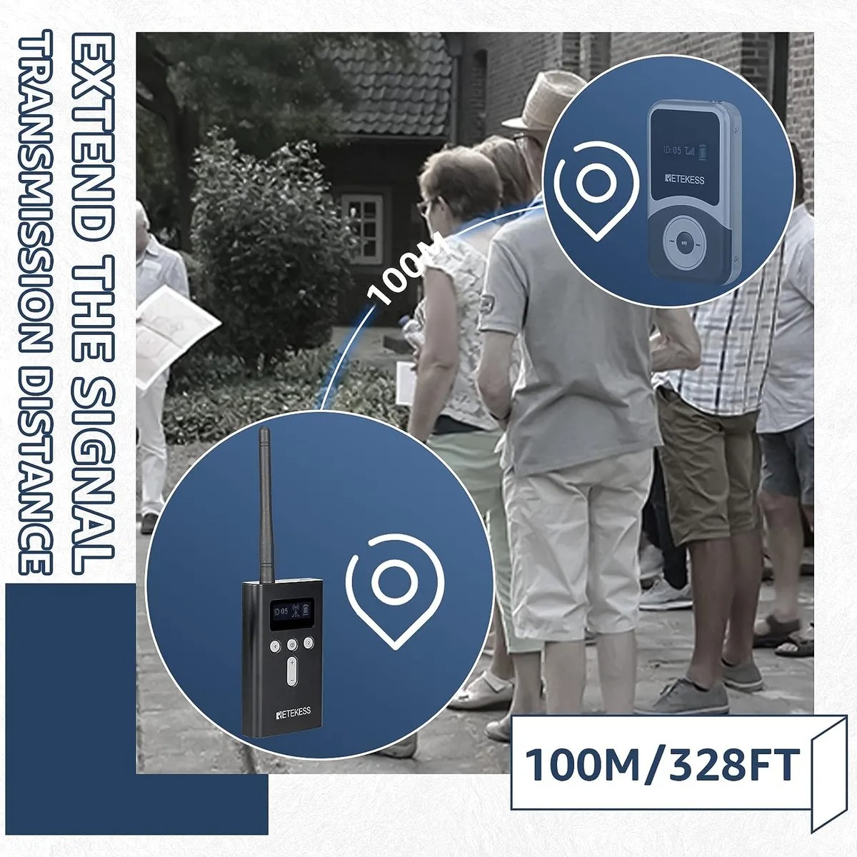 RETEKESS Audio Tour Guide Wireless Transmitter 49 Channel Mic 4200mAh - T130S Gambar produk RETEKESS Audio Tour Guide Wireless Transmitter 49 Channel Mic 4200mAh - T130S