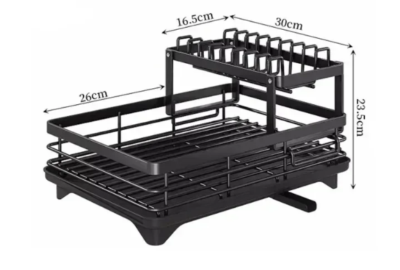 Gambar produk NYTRYD Rak Piring Dapur 2 Susun Draining Rack Plate Bowls Carbon Steel - NY-3