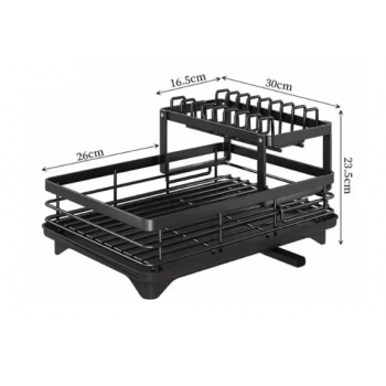 Gambar produk NYTRYD Rak Piring Dapur 2 Susun Draining Rack Plate Bowls Carbon Steel - NY-3