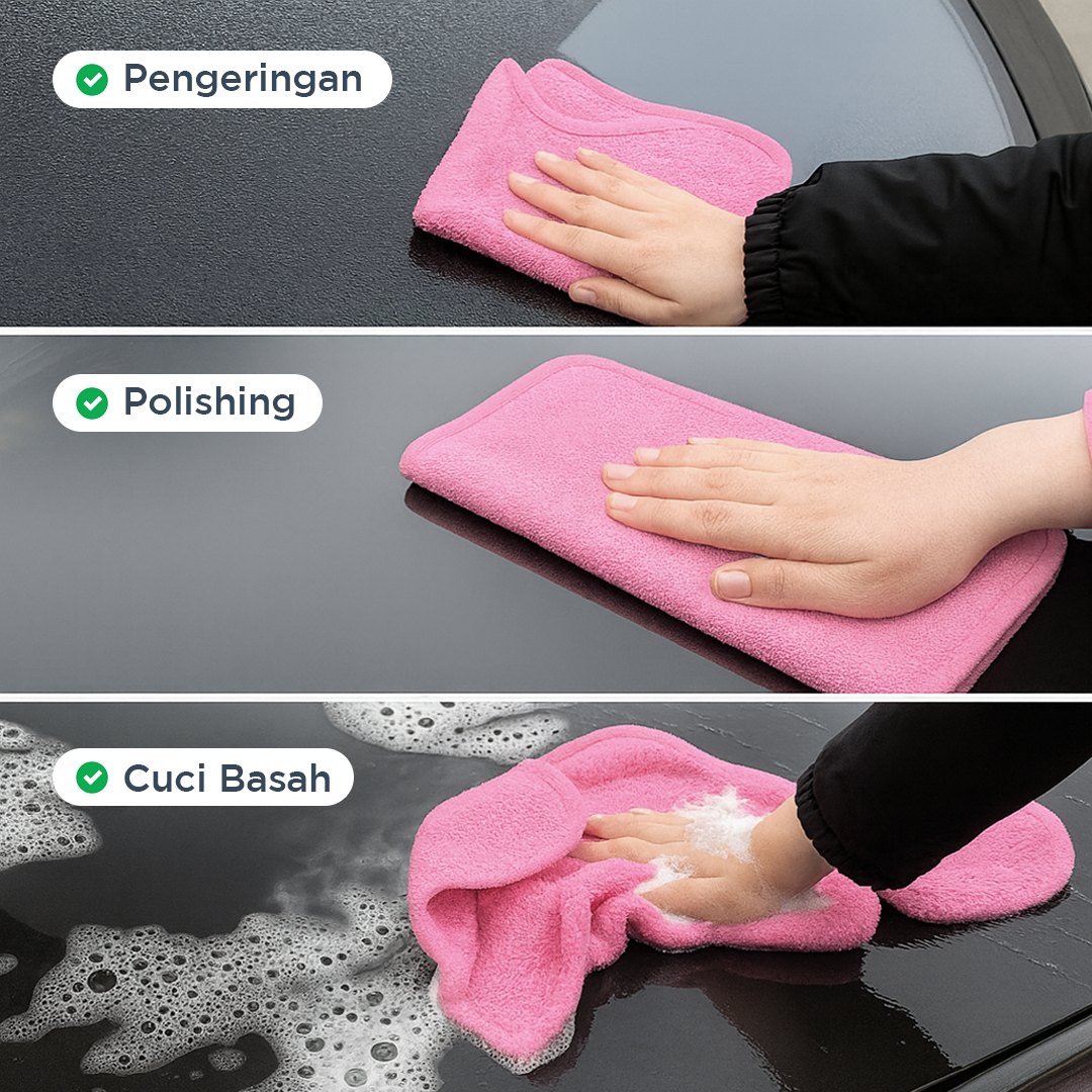 Gambar produk SHUMAI Kain Lap Microfiber Mobil Cleaning Towel Soft High Absorption 30x70cm - SH3