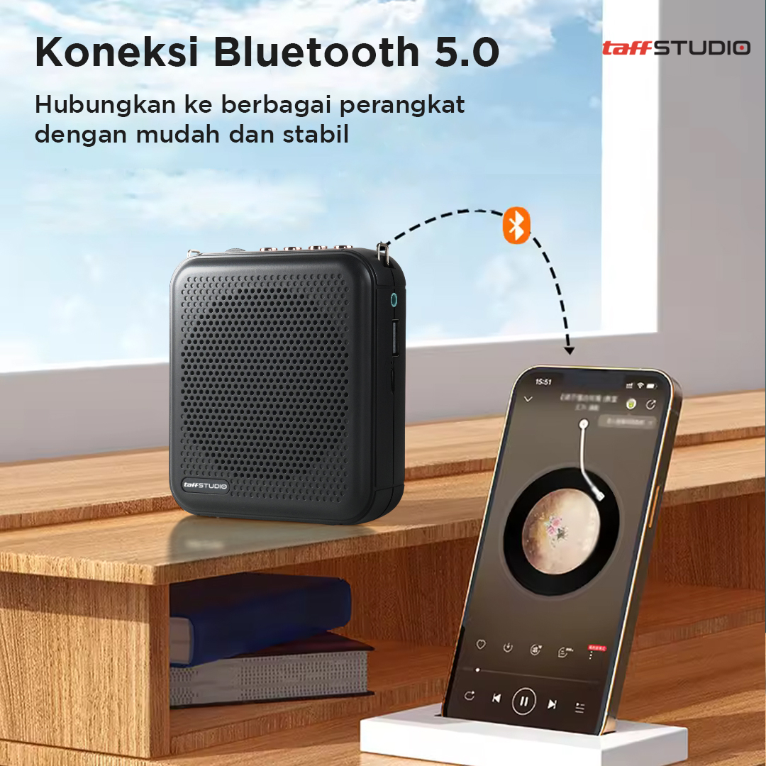 Gambar produk TaffStudio Penguat Suara Mini Megaphone Active Speaker Guide Bluetooth - S62