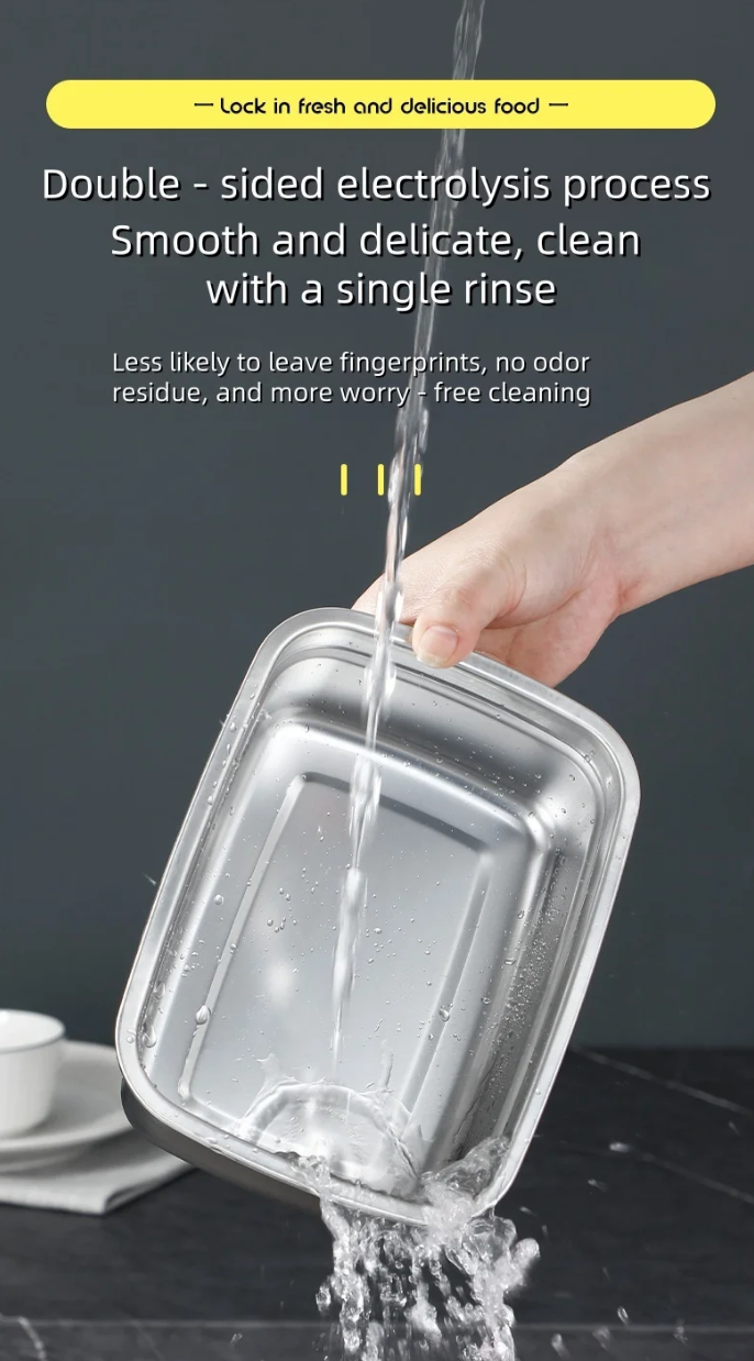 TaffHOME Kotak Makan Anti Tumpah Lunch Bento Box Stainless Steel 410 928ml - KT275 Gambar produk TaffHOME Kotak Makan Anti Tumpah Lunch Bento Box Stainless Steel 410 928ml - KT275