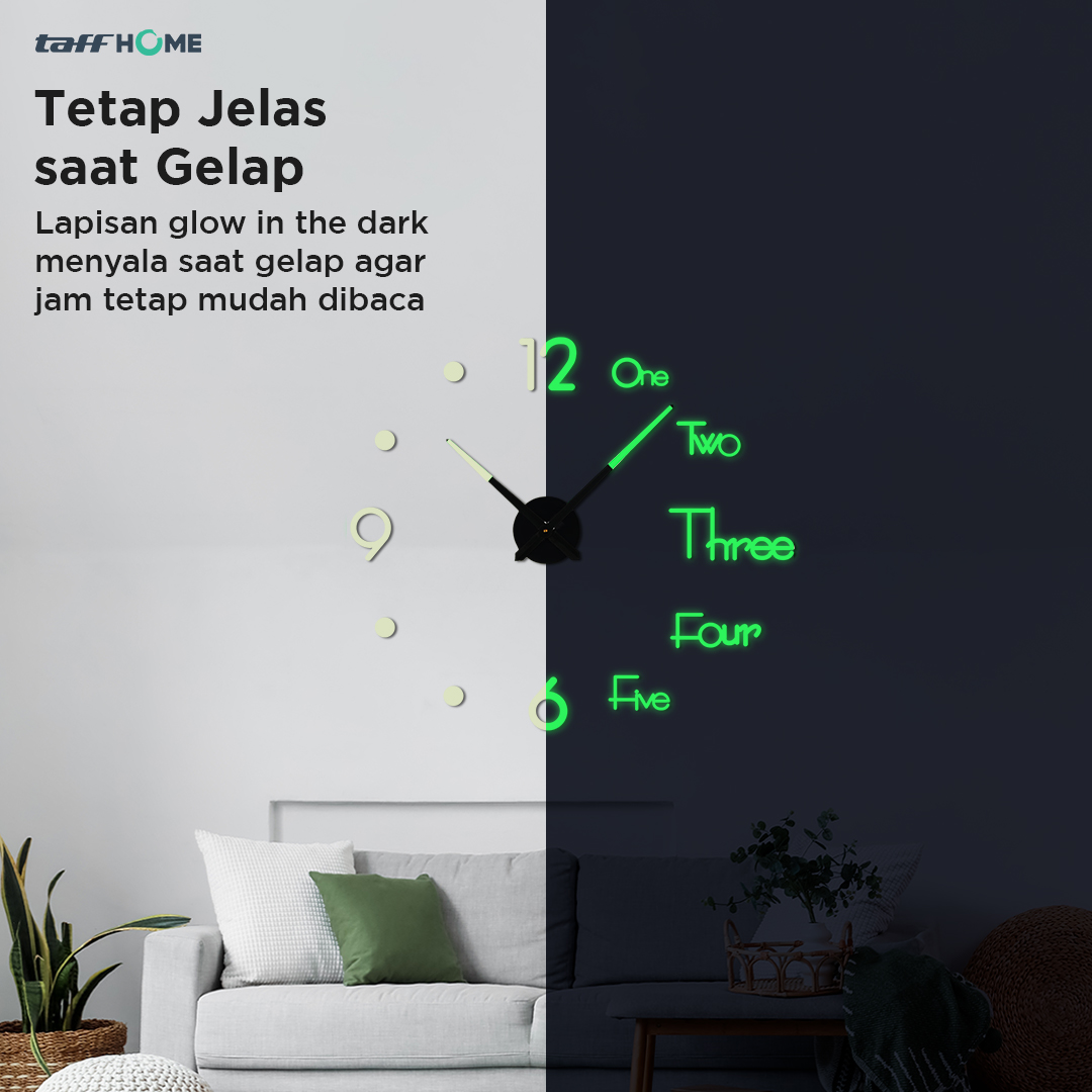 TaffHOME Jam Dinding Besar DIY Giant Glow in The Dark 90-100cm - JM-25 Gambar produk TaffHOME Jam Dinding Besar DIY Giant Glow in The Dark 90-100cm - JM-25