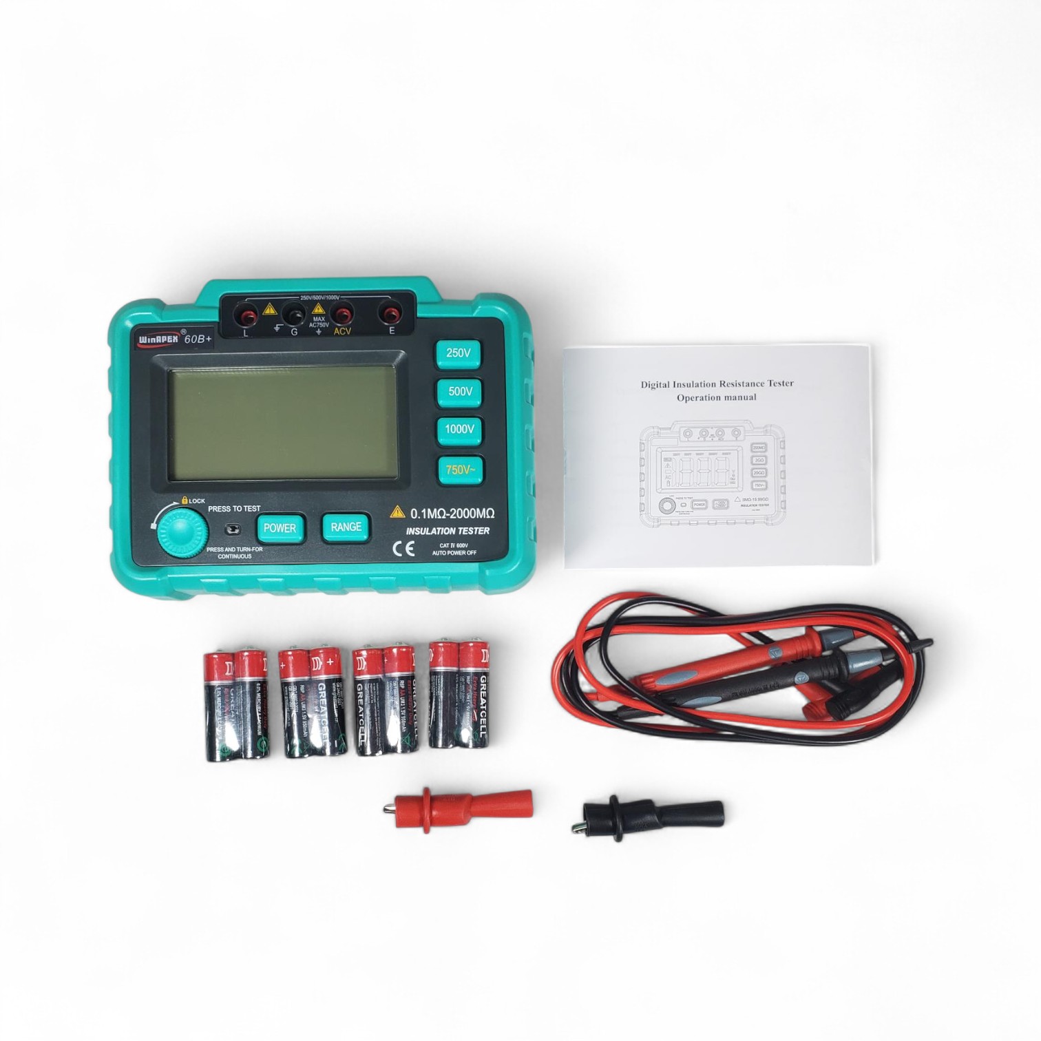 Gambar produk WinAPEX Digital Megohmmeter Voltage Tester Insulation Megger Tool - 60B+