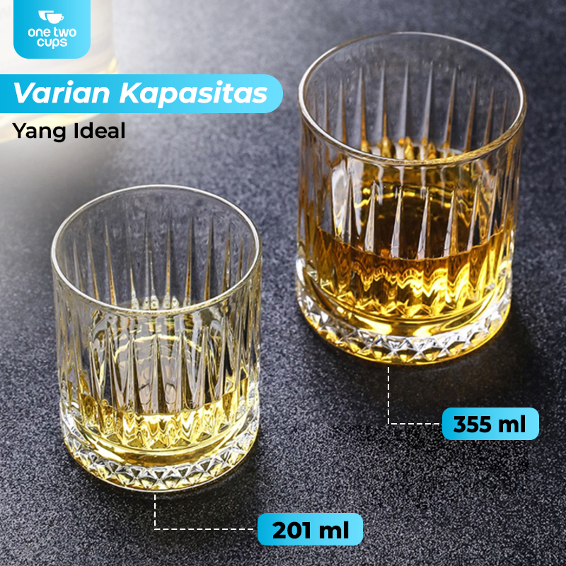 One Two Cups Gelas Whisky Cocktail Crystal Diamond Bottom Rock Glass 210ml - YH149 Gambar produk One Two Cups Gelas Whisky Cocktail Crystal Diamond Bottom Rock Glass 210ml - YH149