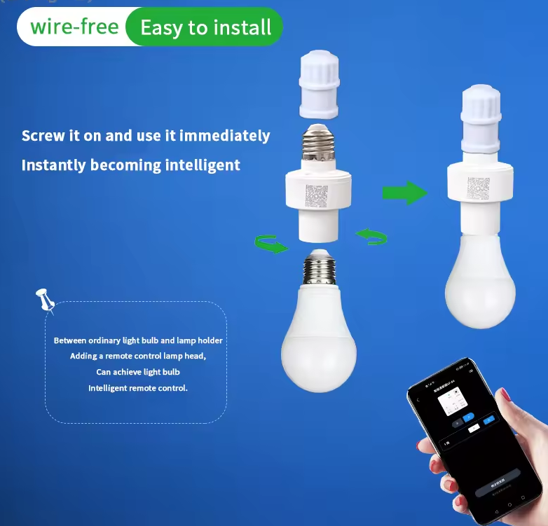 Gambar produk ASLEA Fitting Lampu Soket Pintar Adapter Smart Lamp Bluetooth App E27 - 264N
