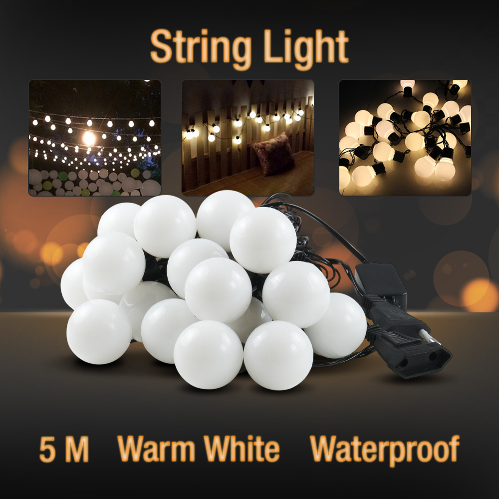Gambar produk SHHE Lampu Hias String Lights Model Bohlam Waterproof 20 LED 5M - PD039