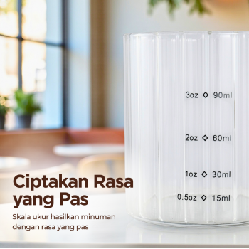 KEMORELA Gelas Takar Kopi Measuring Wooden Round Beads Glass 90ml - KS13 Gambar produk KEMORELA Gelas Takar Kopi Measuring Wooden Round Beads Glass 90ml - KS13