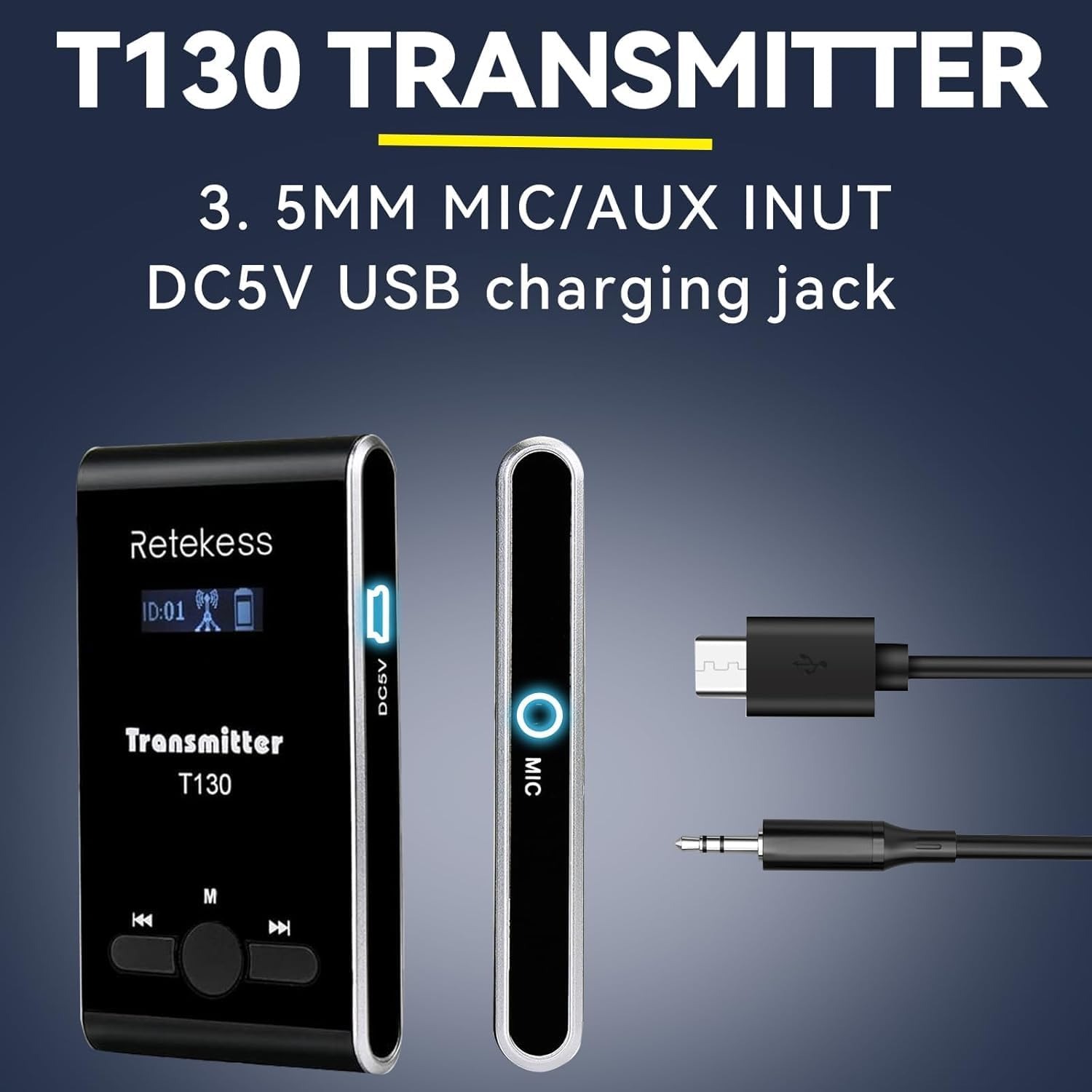 RETEKESS Audio Tour Guide Wireless Transmitter 99 Channel Mic 900mAh - T130 Gambar produk RETEKESS Audio Tour Guide Wireless Transmitter 99 Channel Mic 900mAh - T130