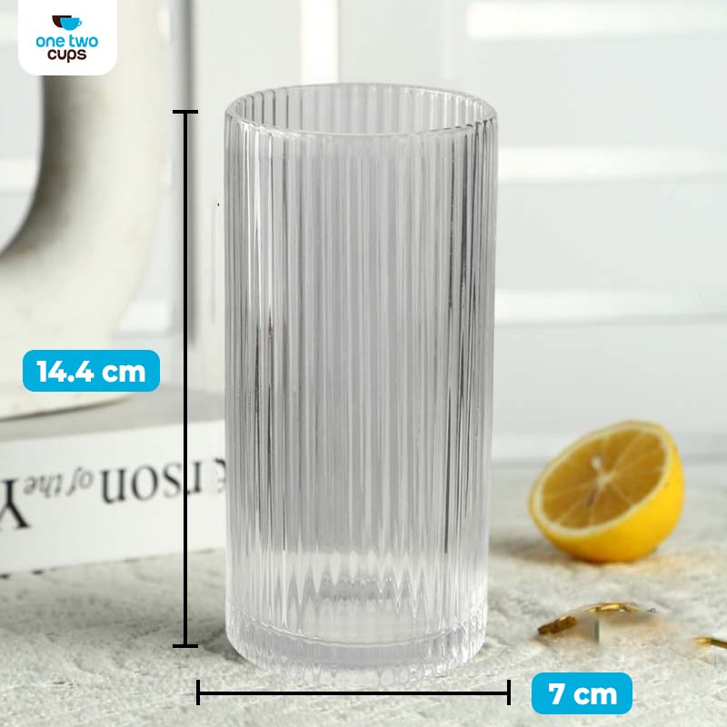 One Two Cups Gelas Kaca Aesthetic Kopi Teh Simple Stripe Glass 370ml - IN-34 Gambar produk One Two Cups Gelas Kaca Aesthetic Kopi Teh Simple Stripe Glass 370ml - IN-34