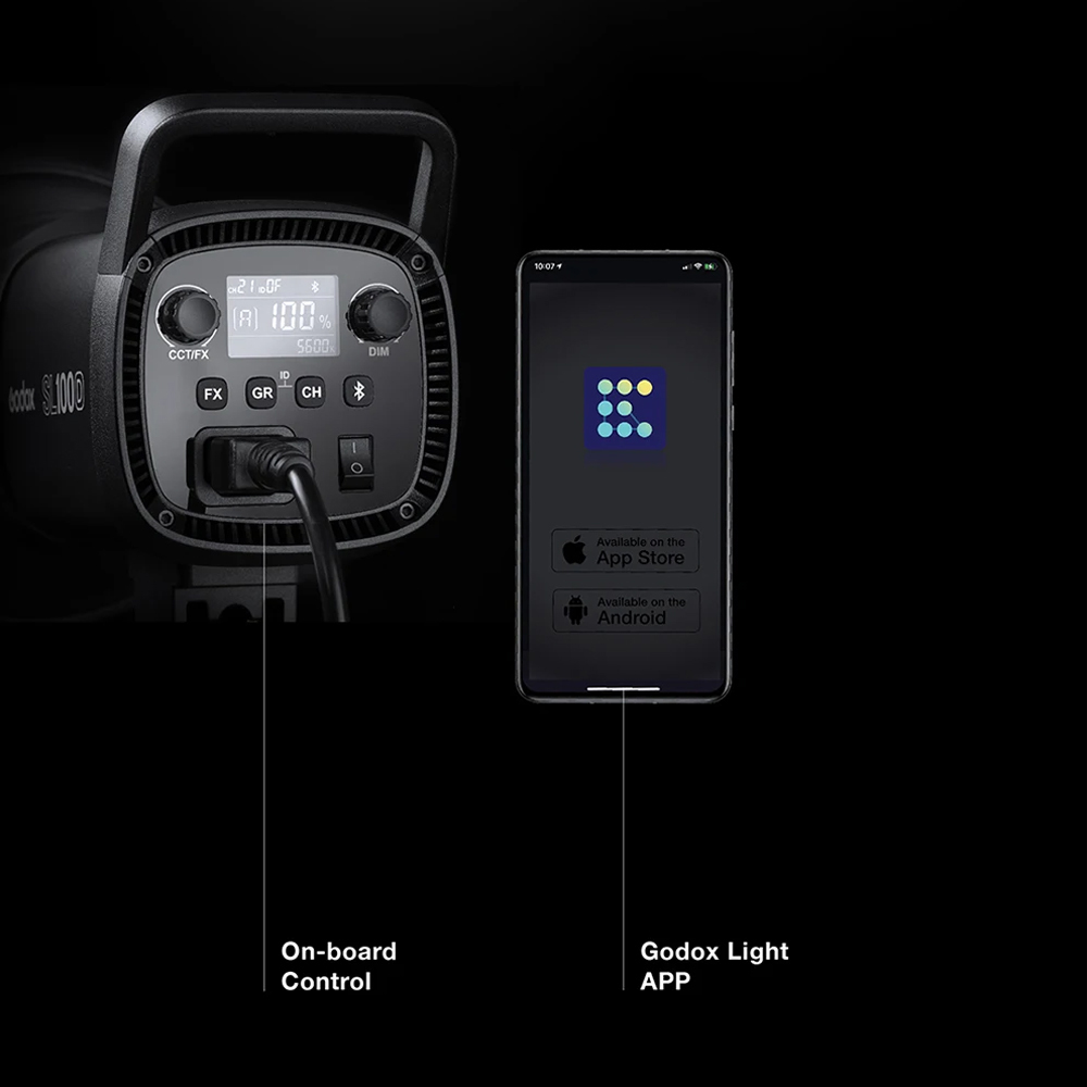 Godox Lampu Studio LED Fill Light Wireless Bowens 2800-6500K 125W - SL100Bi Gambar produk Godox Lampu Studio LED Fill Light Wireless Bowens 2800-6500K 125W - SL100Bi