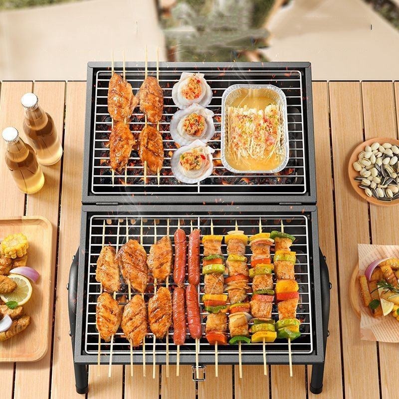 Xbess Alat Panggang Arang Portable BBQ Outdoor Grill Stove with Pan - K-707 Gambar produk Xbess Alat Panggang Arang Portable BBQ Outdoor Grill Stove with Pan - K-707