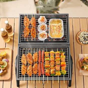 Xbess Alat Panggang Arang Portable BBQ Outdoor Grill Stove with Pan - K-707 Gambar produk Xbess Alat Panggang Arang Portable BBQ Outdoor Grill Stove with Pan - K-707