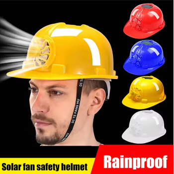SDJZT Helm Proyek Konstruksi K3 Kipas Tenaga Surya Safety PE Material - LM02